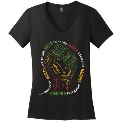 Dream Like Martin Lead Like Harriet Black History Month Women's V-Neck T-Shirt