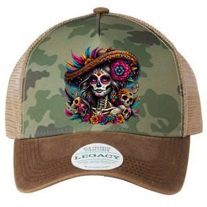 De Los Muertos La Catrina Day Of The Dead Sugar Skull Legacy Tie Dye Trucker Hat