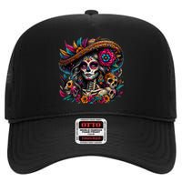 De Los Muertos La Catrina Day Of The Dead Sugar Skull High Crown Mesh Back Trucker Hat