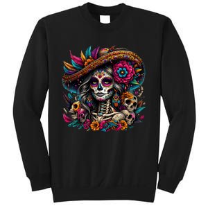 De Los Muertos La Catrina Day Of The Dead Sugar Skull Sweatshirt