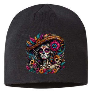 De Los Muertos La Catrina Day Of The Dead Sugar Skull Sustainable Beanie