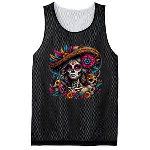 De Los Muertos La Catrina Day Of The Dead Sugar Skull Mesh Reversible Basketball Jersey Tank