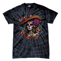 De Los Muertos La Catrina Day Of The Dead Sugar Skull Tie-Dye T-Shirt