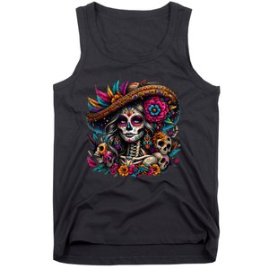 De Los Muertos La Catrina Day Of The Dead Sugar Skull Tank Top