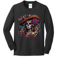 De Los Muertos La Catrina Day Of The Dead Sugar Skull Kids Long Sleeve Shirt