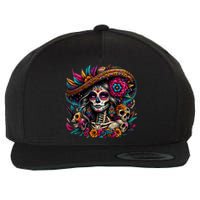 De Los Muertos La Catrina Day Of The Dead Sugar Skull Wool Snapback Cap