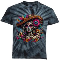 De Los Muertos La Catrina Day Of The Dead Sugar Skull Kids Tie-Dye T-Shirt