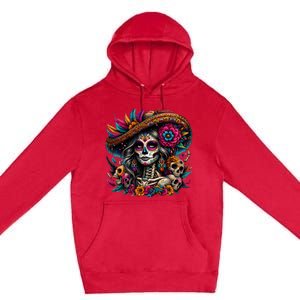 De Los Muertos La Catrina Day Of The Dead Sugar Skull Premium Pullover Hoodie