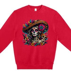 De Los Muertos La Catrina Day Of The Dead Sugar Skull Premium Crewneck Sweatshirt