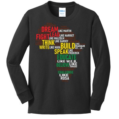 Dream Like Martin Black History Month African Celebration Kids Long Sleeve Shirt