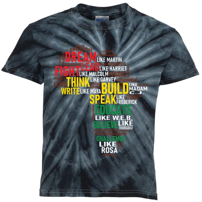 Dream Like Martin Black History Month African Celebration Kids Tie-Dye T-Shirt