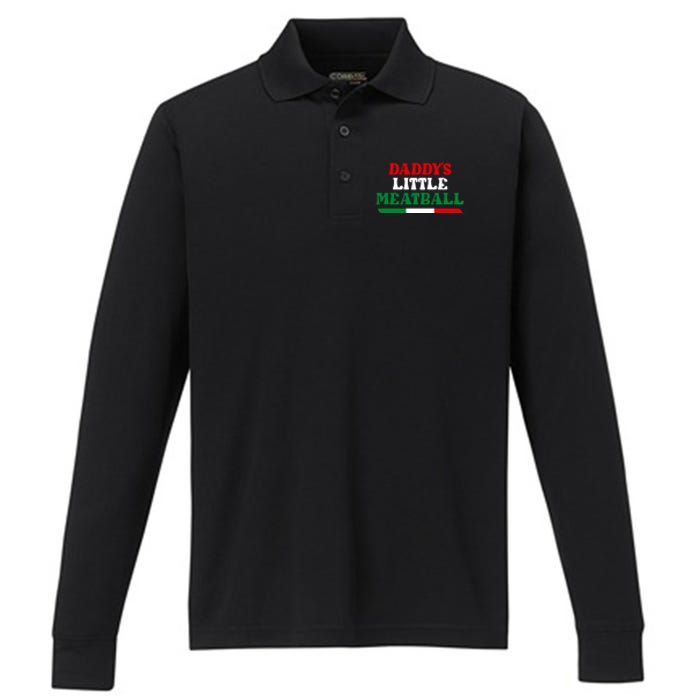 Daddys Little Meatball Daddy Joke Performance Long Sleeve Polo