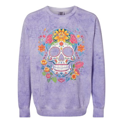 De Los Muertos Day of the Dead Sugar Skull Halloween Colorblast Crewneck Sweatshirt