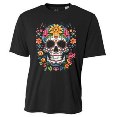 De Los Muertos Day of the Dead Sugar Skull Halloween Cooling Performance Crew T-Shirt