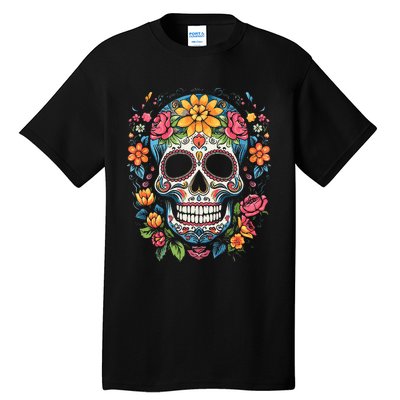 De Los Muertos Day of the Dead Sugar Skull Halloween Tall T-Shirt