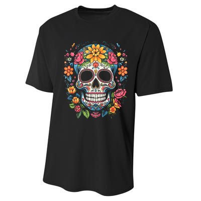 De Los Muertos Day of the Dead Sugar Skull Halloween Performance Sprint T-Shirt