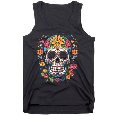 De Los Muertos Day of the Dead Sugar Skull Halloween Tank Top