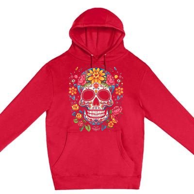 De Los Muertos Day of the Dead Sugar Skull Halloween Premium Pullover Hoodie