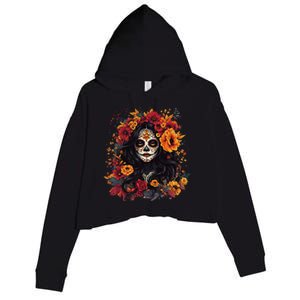 De Los Muertos La Catrina Day Of The Dead Sugar Skull Women Crop Fleece Hoodie