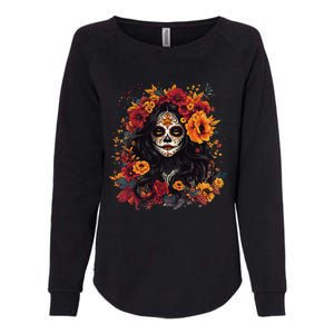 De Los Muertos La Catrina Day Of The Dead Sugar Skull Women Womens California Wash Sweatshirt