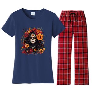 De Los Muertos La Catrina Day Of The Dead Sugar Skull Women Women's Flannel Pajama Set