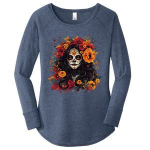 De Los Muertos La Catrina Day Of The Dead Sugar Skull Women Women's Perfect Tri Tunic Long Sleeve Shirt