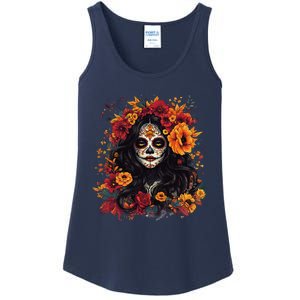 De Los Muertos La Catrina Day Of The Dead Sugar Skull Women Ladies Essential Tank