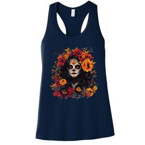 De Los Muertos La Catrina Day Of The Dead Sugar Skull Women Women's Racerback Tank