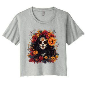 De Los Muertos La Catrina Day Of The Dead Sugar Skull Women Women's Crop Top Tee