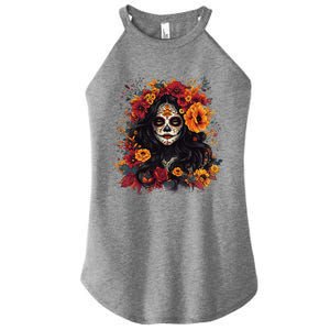 De Los Muertos La Catrina Day Of The Dead Sugar Skull Women Women's Perfect Tri Rocker Tank