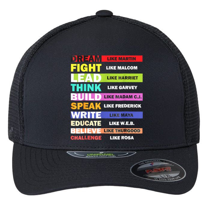 Dream Like Martin Leaders African Pride Black History Month Flexfit Unipanel Trucker Cap