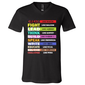 Dream Like Martin Leaders African Pride Black History Month V-Neck T-Shirt