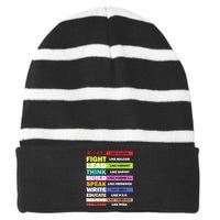 Dream Like Martin Leaders African Pride Black History Month Striped Beanie with Solid Band