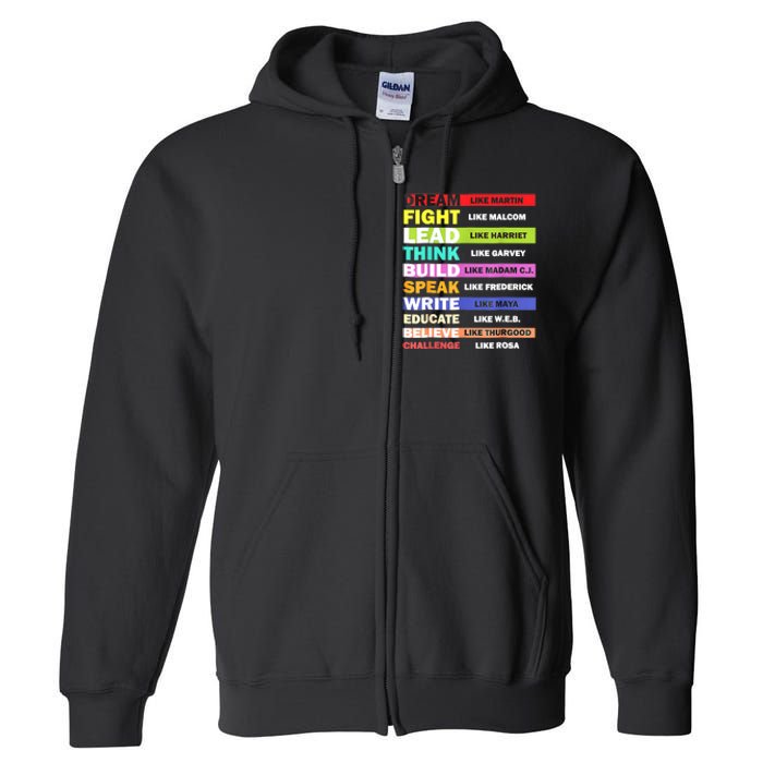 Dream Like Martin Leaders African Pride Black History Month Full Zip Hoodie