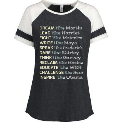 Dream Like Martin Inspirational Black History Influential Enza Ladies Jersey Colorblock Tee