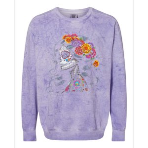 De Los Muertos La Catrina Day Of The Dead Sugar Skull Women Colorblast Crewneck Sweatshirt