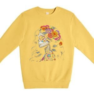 De Los Muertos La Catrina Day Of The Dead Sugar Skull Women Premium Crewneck Sweatshirt