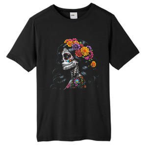 De Los Muertos La Catrina Day Of The Dead Sugar Skull Women Tall Fusion ChromaSoft Performance T-Shirt