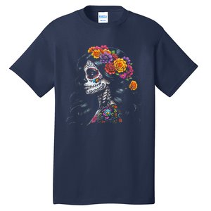 De Los Muertos La Catrina Day Of The Dead Sugar Skull Women Tall T-Shirt