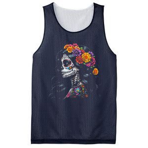 De Los Muertos La Catrina Day Of The Dead Sugar Skull Women Mesh Reversible Basketball Jersey Tank