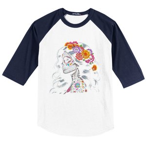 De Los Muertos La Catrina Day Of The Dead Sugar Skull Women Baseball Sleeve Shirt