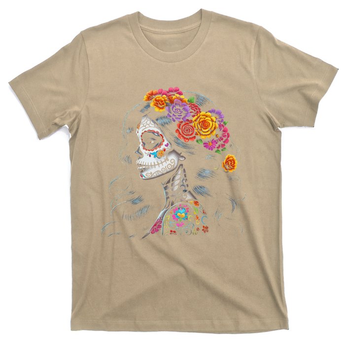 De Los Muertos La Catrina Day Of The Dead Sugar Skull Women T-Shirt