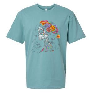 De Los Muertos La Catrina Day Of The Dead Sugar Skull Women Sueded Cloud Jersey T-Shirt