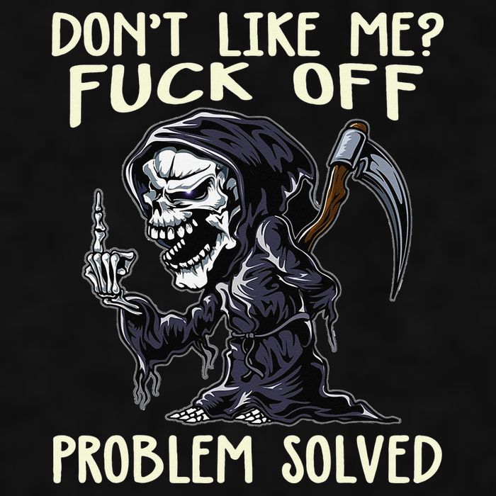 Don't Like Me Fuck Off Problem Solved Funny Grim Reaper Ladies PosiCharge Tri-Blend Wicking Tank