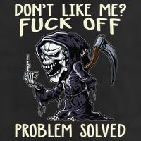 Don't Like Me Fuck Off Problem Solved Funny Grim Reaper Beanie