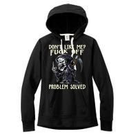 Don't Like Me Fuck Off Problem Solved Funny Grim Reaper Women's Fleece Hoodie