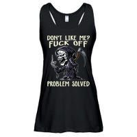 Don't Like Me Fuck Off Problem Solved Funny Grim Reaper Ladies Essential Flowy Tank
