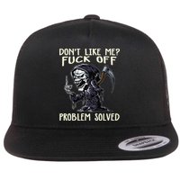 Don't Like Me Fuck Off Problem Solved Funny Grim Reaper Flatbill Hat