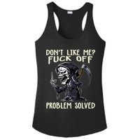 Don't Like Me Fuck Off Problem Solved Funny Grim Reaper Ladies PosiCharge Competitor Racerback Tank
