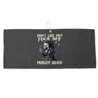Don't Like Me Fuck Off Problem Solved Funny Grim Reaper Large Microfiber Waffle Golf Towel